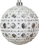 Ασημί Πλαστική Χριστουγεννιάτικη Μπάλα 10cm,Σέτ/4