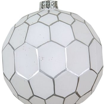 Ασημί Γυάλινη Χριστουγεννιάτικη Μπάλα 10cm,Σέτ/4