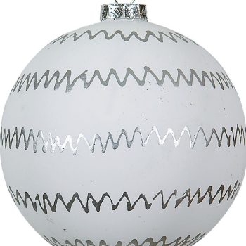 Ασημί Γυάλινη Χριστουγεννιάτικη Μπάλα 10cm,Σέτ/4