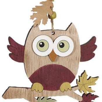 Ξύλινο Κρεμαστό Χριστουγεννιάτικο Στολίδι Κουκουβάγια 12cm