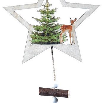 Ξύλινο Κρεμαστό Χριστουγεννιάτικο Στολίδι 12 x 24(h)cm