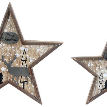 Ξύλινο Επιδαπέδιο Χριστουγεννιάτικο Αστέρι 2,5 x 19 x 19(h)cm