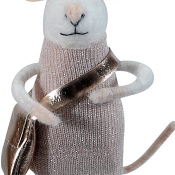 Λούτρινο Κρεμαστό Χριστουγεννιάτικο Στολίδι Ποντίκι 12cm