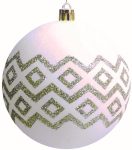 Λευκή Πλαστική Χριστουγεννιάτικη Μπάλα 10cm,Σέτ/4