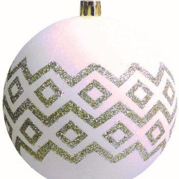 Λευκή Πλαστική Χριστουγεννιάτικη Μπάλα 10cm,Σέτ/4