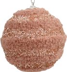 Ρόζ Λούτρινη Χριστουγεννιάτικη Μπάλα 8cm ,Σέτ/3