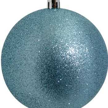 Μπλέ Πλαστική Χριστουγεννιάτικη Μπάλα Με Γκλίτερ 8cm ,Σέτ/6