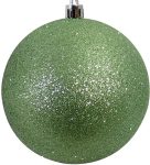 Πράσινη Πλαστική Χριστουγεννιάτικη Μπάλα Με Γκλίτερ 8cm ,Σέτ/6