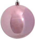 Ρόζ Γυαλιστερή Πλαστική Χριστουγεννιάτικη Μπάλα 10cm ,Σέτ/4