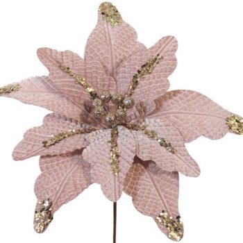 Ρόζ Χριστουγεννιάτικο Διακοσμητικό Λουλούδι 33cm