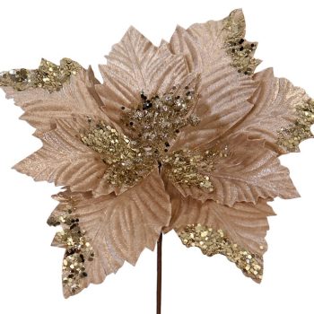 Χρυσό Χριστουγεννιάτικο Διακοσμητικό Λουλούδι 29cm
