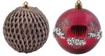 Μώβ  Πλαστική Χριστουγεννιάτικη Μπάλα 8cm,2 Σχέδια ,Σέτ 4 Τεμαχίων