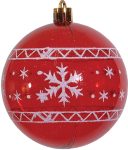Κόκκινη Πλαστική Χριστουγεννιάτικη Μπάλα 8cm,Σέτ/6