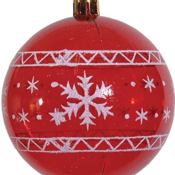 Κόκκινη Πλαστική Χριστουγεννιάτικη Μπάλα 8cm,Σέτ/6