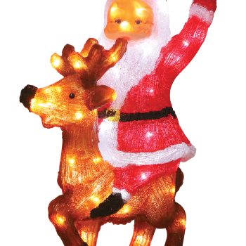 60Led 3D Ακρυλικός Φωτιζόμενος Άγιος Βασίλης Με Ελάφι Με Μετασχηματιστή ip44 ,40 x 61(h)cm