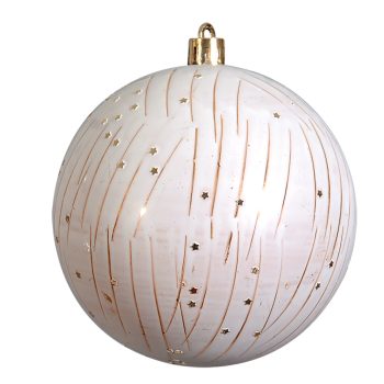 Λευκή Πλαστική Χριστουγεννιάτικη Μπάλα 8cm,Σέτ/6