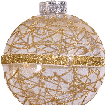 Χρυσή Γυαλιστερή Πλαστική Χριστουγεννιάτικη Μπάλα 10cm,Σέτ/4