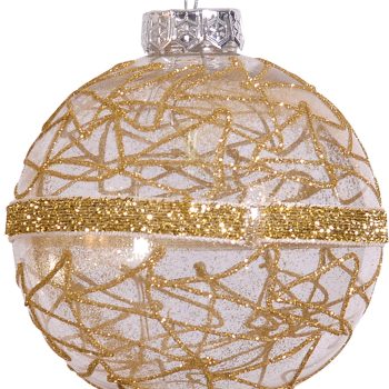 Χρυσή Γυαλιστερή Πλαστική Χριστουγεννιάτικη Μπάλα 10cm,Σέτ/4