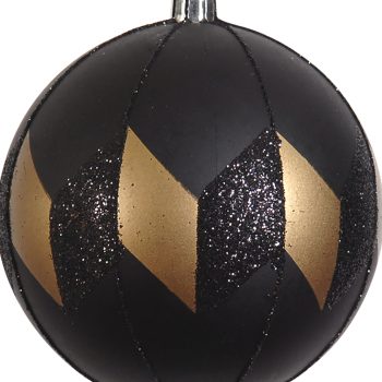 Μάυρη Πλαστική Χριστουγεννιάτικη Μπάλα 8cm ,Σέτ/6
