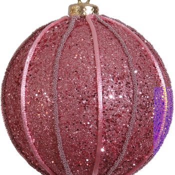 Ρόζ Πλαστική Χριστουγεννιάτικη Μπάλα 8cm,Σέτ/6
