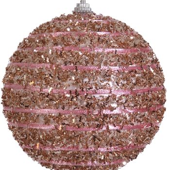Ρόζ Πλαστική Χριστουγεννιάτικη Μπάλα 8cm,Σέτ/6