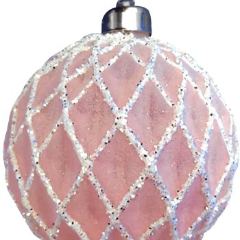 Ρόζ Γυάλινη Χριστουγεννιάτικη Μπάλα 8cm ,Σέτ/6