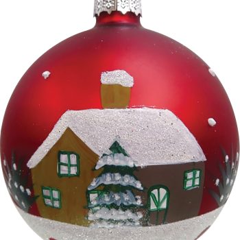 Κόκκινη Γυάλινη Χριστουγεννιάτικη Μπάλα 10cm,Σέτ/6