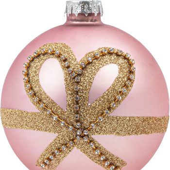 Ρόζ Γυάλινη Χριστουγεννιάτικη Μπάλα 10cm ,Σέτ/6