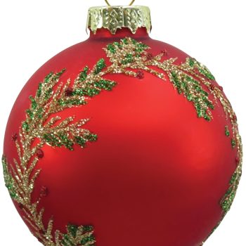 Κόκκινη Γυάλινη Χριστουγεννιάτικη Μπάλα 8cm,Σέτ/6