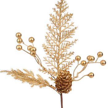 Χρυσό Χριστουγεννιάτικο Διακοσμητικό Κλαδί 32(Η)cm