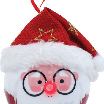 Κόκκινη Πλαστική Χριστουγεννιάτικη Μπάλα Με Led Φώς Μπαταρίας 8cm