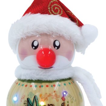 Κόκκινη Πλαστική Χριστουγεννιάτικη Μπάλα Με Led Φώς Μπαταρίας 8 x 8 x 16cm