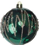 Πράσινη Γυαλιστερή Πλαστική Χριστουγεννιάτικη Μπάλα 10cm ,Σέτ/4