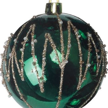 Πράσινη Γυαλιστερή Πλαστική Χριστουγεννιάτικη Μπάλα 10cm ,Σέτ/4