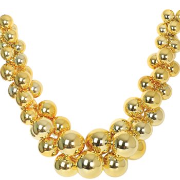 Χρυσή Χριστουγεννιάτικη Διακοσμητική Γιρλάντα Με Χρυσές Μπάλες Και Τρέσα 180cm