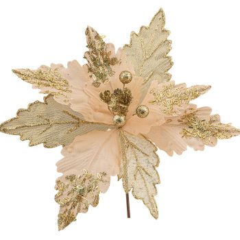 Χρυσό Χριστουγεννιάτικο Διακοσμητικό Λουλούδι 32cm