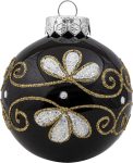 Μάυρη Πλαστική Χριστουγεννιάτικη Μπάλα 8cm,Σέτ/6
