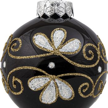Μάυρη Πλαστική Χριστουγεννιάτικη Μπάλα 8cm,Σέτ/6