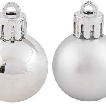 Ασημί Πλαστικές Μπάλες , Γυαλιστερές Και Μάτ Σέτ 24 τεμαχίων 3cm