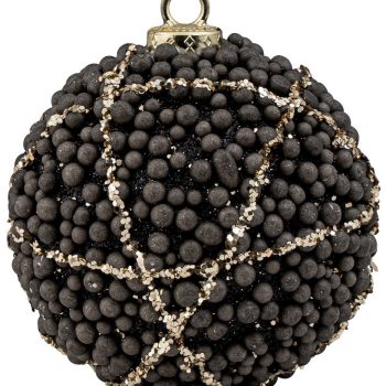 Μάυρη Πλαστική Χριστουγεννιάτικη Μπάλα 8cm,Σέτ/6