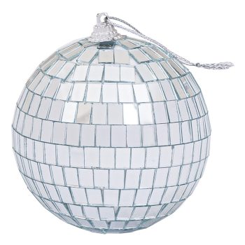 Ασημί Disco Πλαστική Χριστουγεννιάτικη Μπάλα 10cm , Σέτ/4