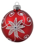 Κόκκινη Γυάλινη Χριστουγεννιάτικη Μπάλα 10cm , Σέτ/4