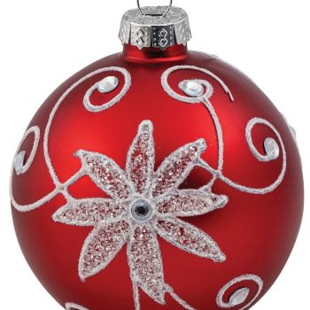 Κόκκινη Γυάλινη Χριστουγεννιάτικη Μπάλα 10cm , Σέτ/4