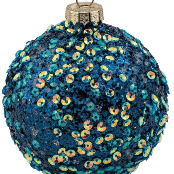 Μπλέ Γυάλινη Χριστουγεννιάτικη Μπάλα 8cm,Σέτ/6