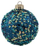 Μπλέ Γυάλινη Χριστουγεννιάτικη Μπάλα 10cm,Σέτ/4