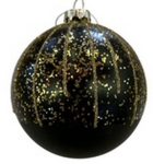 Μάυρη Γυάλινη Χριστουγεννιάτικη Μπάλα 10cm,Σέτ/4