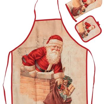 Σέτ 3 Τεμαχίων Ποδιά ,Γάντι Και Πετσέτα Φούρνου Με Χριστουγεννιάτικες Φιγούρες