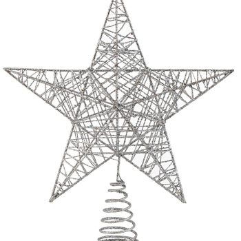 Ασημί Αστέρι Κορυφή Δέντρου 23 x 26cm