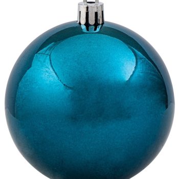 Μπλέ Γυαλιστερή Πλαστική Χριστουγεννιάτικη Μπάλα 8cm,Σέτ/6