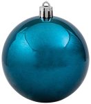 Μπλέ Γυαλιστερή Πλαστική Χριστουγεννιάτικη Μπάλα 10cm,,Σέτ/4